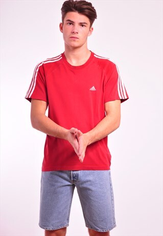 VINTAGE ADIDAS 90S RETRO RED T-SHIRT