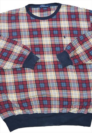 VINTAGE POLO RALPH LAUREN PLAID CHECK CREW NECK SWEATSHIRT