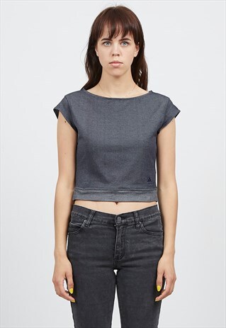 VINTAGE GREY ADIDAS SLEEVELESS CROP TOP