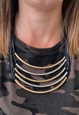 Black Rope Statement Necklace