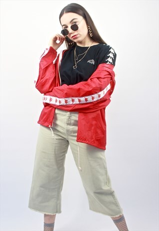 90'S RARE VINTAGE RED SIDE-TAPE RAIN MAC