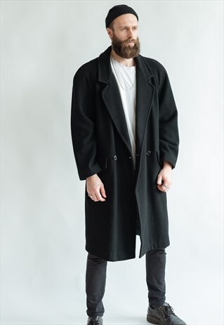 VINTAGE 60S MINIMAL BOXY WOOL COAT IN V-NECK