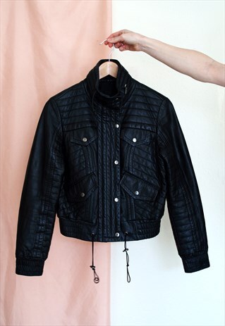 QUILTED LEATHER BIKER JACKET