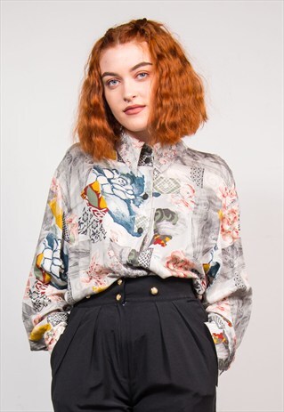 VINTAGE 90'S CRAZY PATTERN OVERSIZE SHIRT