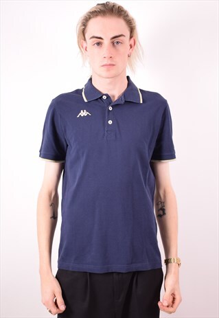 KAPPA MENS VINTAGE POLO SHIRT MEDIUM BLUE 90S