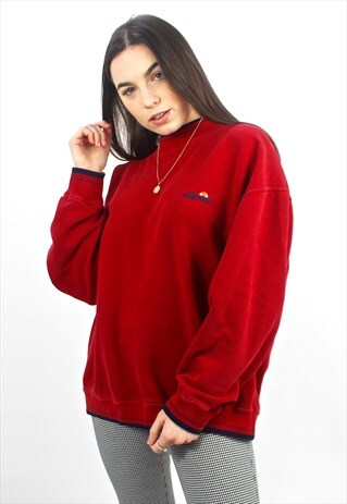 90'S RED VINTAGE OVERSIZED SWEATSHIRT WITH EMBROIDERED LOGO