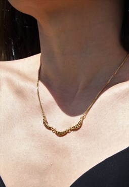 Deadstock gold/honey brown chain tiny chic necklace