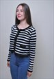 VINTAGE STRIPED KNITTED BLOUSE, FORMAL BUTTON UP CARDIGAN 