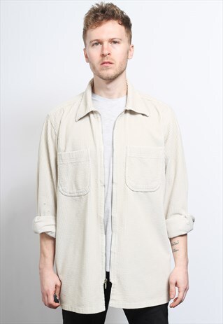 VINTAGE CORDUROY CORD SHIRT CREAM