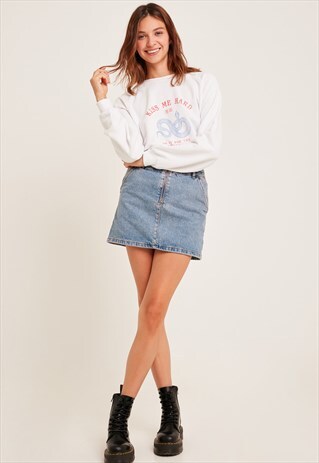 SUBDUED FRONT ZIP DENIM SKIRT