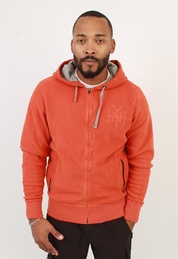 Men's Vintage Tommy Hilfiger Orange fleece full zip hoodie