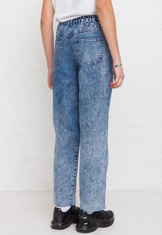VINTAGE BLUE ACID WASHED DENIM JEANS