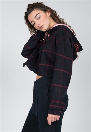 CROP HOODIE IN NAVY WOOL