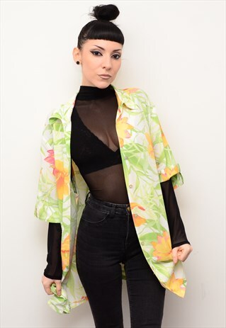 VINTAGE 90'S ABSTRACT HAWAIIAN PATTERNED OVERSIZED SHIRT