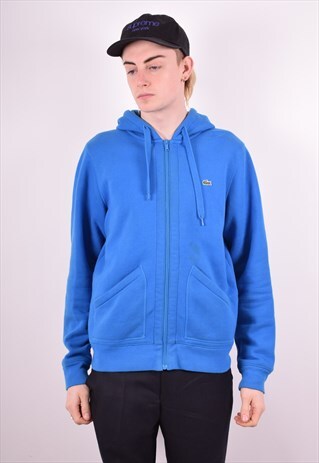 LACOSTE MENS VINTAGE HOODIE JACKET MEDIUM BLUE 90S