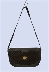 Vintage Shoulder Bag Brown Leather Monogram 