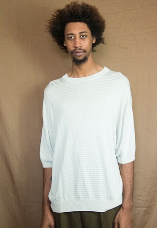 90S MINIMALIST LUXURY TEXTURED SHORT SLEEVE SWEATER XXL