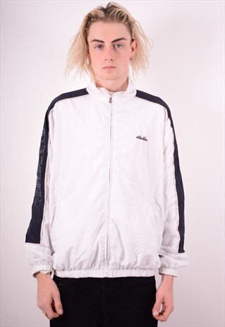 ELLESSE MENS VINTAGE TRACKSUIT TOP JACKET LARGE WHITE 90S
