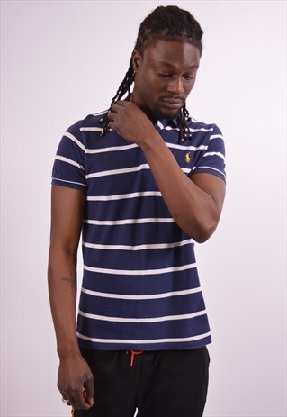 POLO RALPH LAUREN MENS VINTAGE POLO SHIRT MEDIUM BLUE 90S
