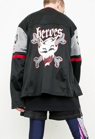VINTAGE LOGO SPORTS JACKET 33 HEROES BLACK RED SPORTSWEAR