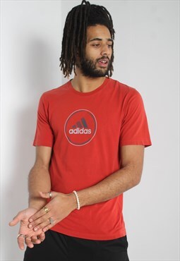 Vintage Adidas Big Logo Crew Neck T-Shirt - Red