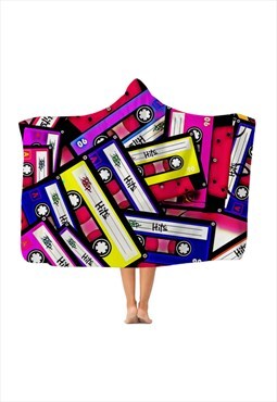 Festival & Camping Lightweight Hooded Blanket - Cassettes