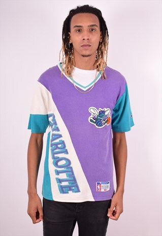 CHAMPION MENS VINTAGE CHARLOTTE HORNETS T-SHIRT TOP SMALL PU