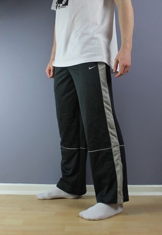 VINTAGE NIKE JOGGERS IN GREY WHITE WITH EMBROIDERD SWOOSH
