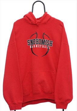 Vintage Basketball Graphic Red Hoodie Womens