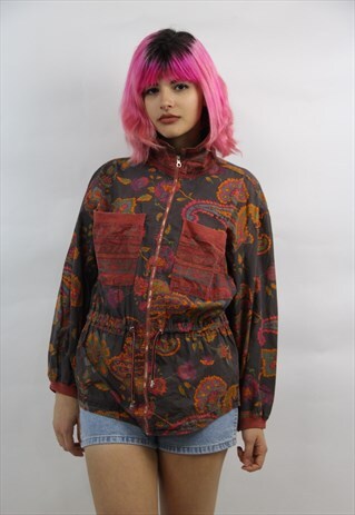 VINTAGE 90'S FUNKY PATTERNED ZIP-UP JACKET