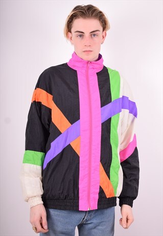MENS VINTAGE TRACKSUIT TOP JACKET XL MULTI 90'S