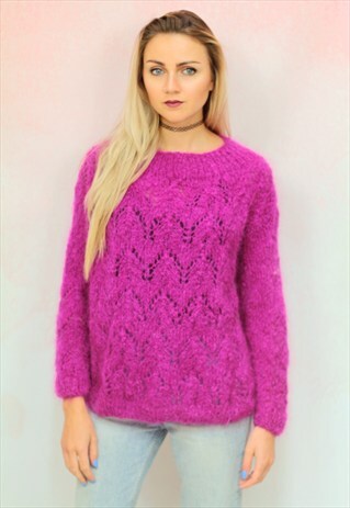 1990S VINTAGE HOT PINK WOOL KNITWEAR JUMPER