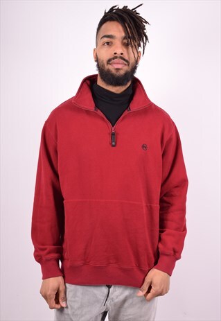 NAUTICA MENS VINTAGE SWEATSHIRT JUMPER LARGE MAROON 90'S