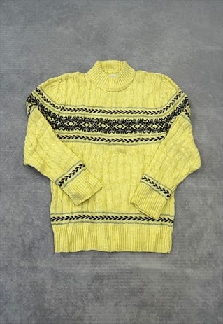 VINTAGE KNITTED JUMPER ABSTRACT CABLE KNIT PATTERNED SWEATER