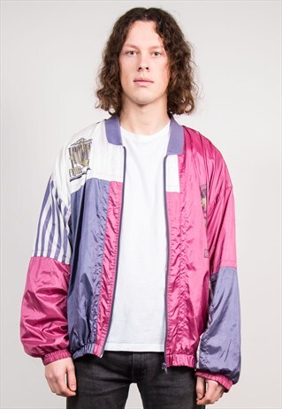 90'S VINTAGE PINK SHELLSUIT BOMBER TRACKSUIT JACKET TOP