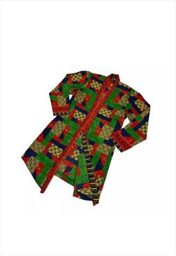 Womens Vintage blouse tunic multicoloured patterned top
