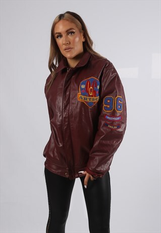 VINTAGE VARSITY LEATHER BOMBER JACKET OVERSIZED FITTED (FBDU