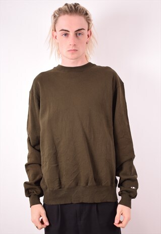 CHAMPION MENS VINTAGE SWEATSHIRT JUMPER MEDIUM KHAKI 90S
