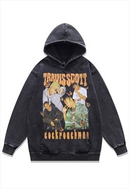 Travis Scott hoodie hip-hop pullover rapper jumper grey