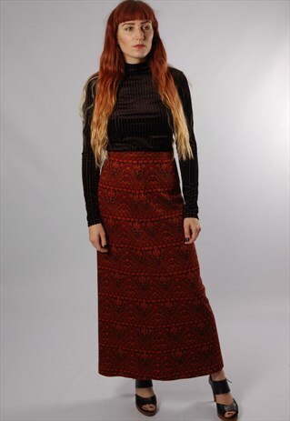 VINTAGE 70'S WOVEN SLIM LONG SKIRT