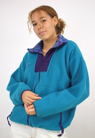VINTAGE 90S COLUMBIA TEAL AND PURPLE FLEECE JACKET