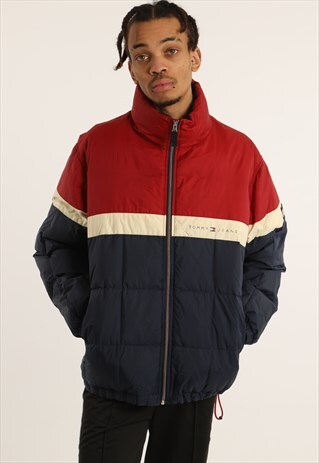 VINTAGE TOMMY HILFIGER PRINT SPELLOUT PADDED JACKET