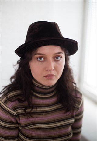 VINTAGE 60'S BROWN VELVET HAT
