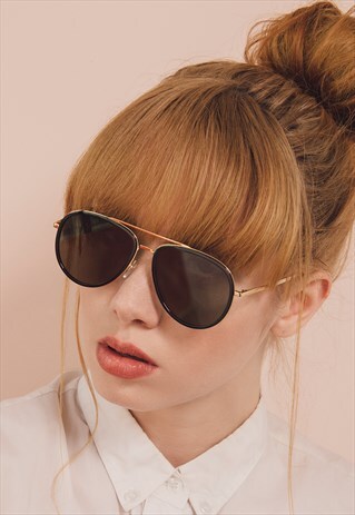 SUNNY BLACK MENS WOMENS AVIATOR SUNGLASSES
