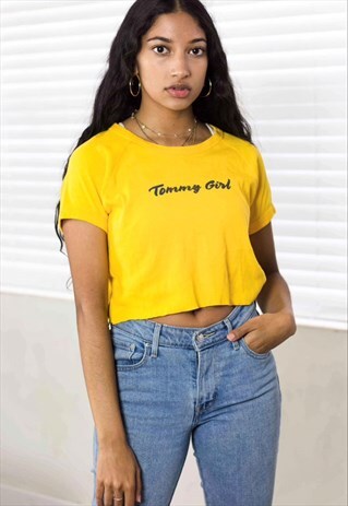 VINTAGE TOMMY GIRL REWORKED CROP TOP LOGO 90S ONE SIZE 4.0