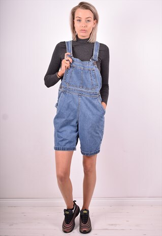 WOMENS VINTAGE DENIM DUNGAREES MEDIUM BLUE 90'S