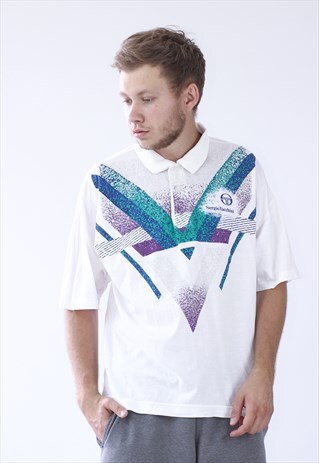 VINTAGE MENS SMALL LOGO ATP TENNIS POLO SHIRT TOP