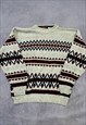 VINTAGE KNITTED JUMPER ABSTRACT PATTERNED CHUNKY SWEATER