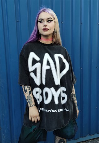 SAD BOYS SLOGAN TEE GRAFFITI REWORKED OVERSIZE FIT T-SHIRT