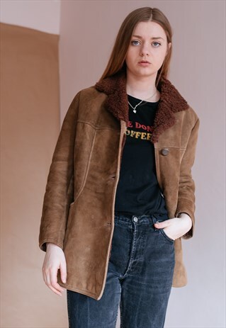 VINTAGE 70S BOHO SUEDE SHERPA COAT